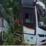 ಶಿವಮೊಗ್ಗ: ರಸ್ತೆ ಬದಿಯ ಅಡಿಕೆ ತೋಟಕ್ಕೆ ನುಗ್ಗಿದ ಕೆಎಸ್‌ಆರ್‌ಟಿಸಿ ಐರಾವತ ಬಸ್